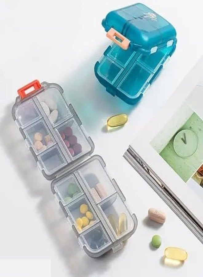 Lumevo Double Layer Pill Organizer - 10-Compartment Weekly Pill Case, Travel Tablet Holder, Medicine Dispenser, BPA-Free, Multicolored (Pack of 1) - Image 1